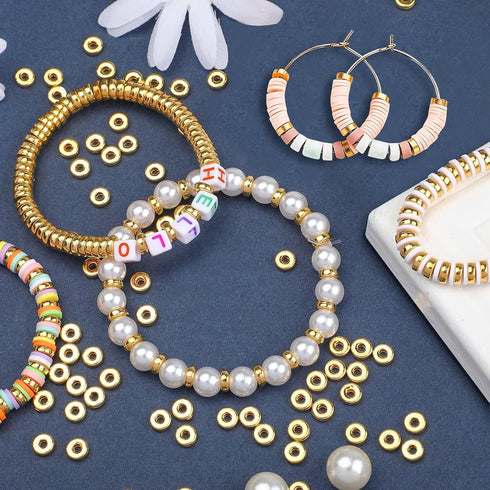 1500pcs 6mm Gold Flat Round Spacer Beads Disc Loose Jewelry Making Beads for DIY Bracelet Necklace Earring Craft Supplies...